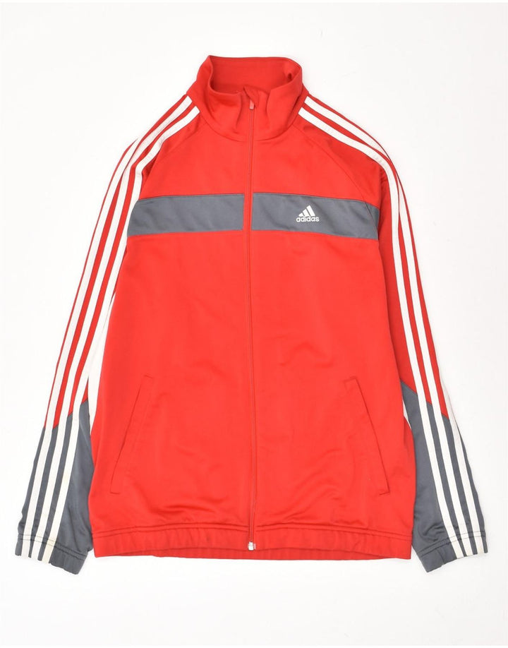 ADIDAS Boys Tracksuit Top Jacket 15-16 Years Red Colourblock Polyester | Vintage Adidas | Thrift | Second-Hand Adidas | Used Clothing | Messina Hembry 