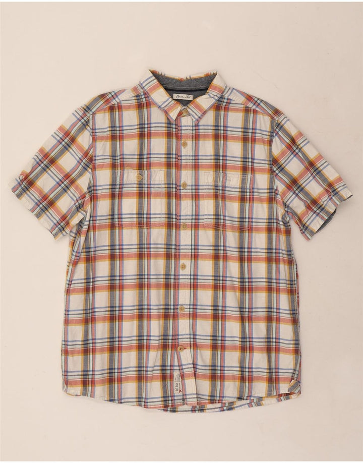 FAT FACE Mens Classic Fit Short Sleeve Shirt Large Multicoloured Check