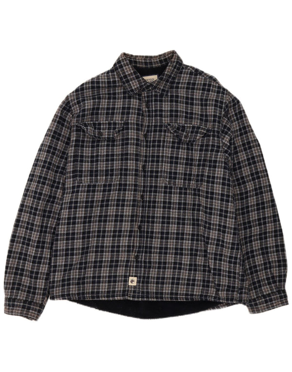 Vintage Mens Lumberjack Flannel Shirt 2XL Navy Blue Check Cotton