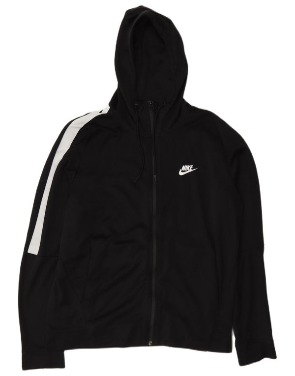 Nike Mens Zip Hoodie Sweater Large Black Colourblock Cotton