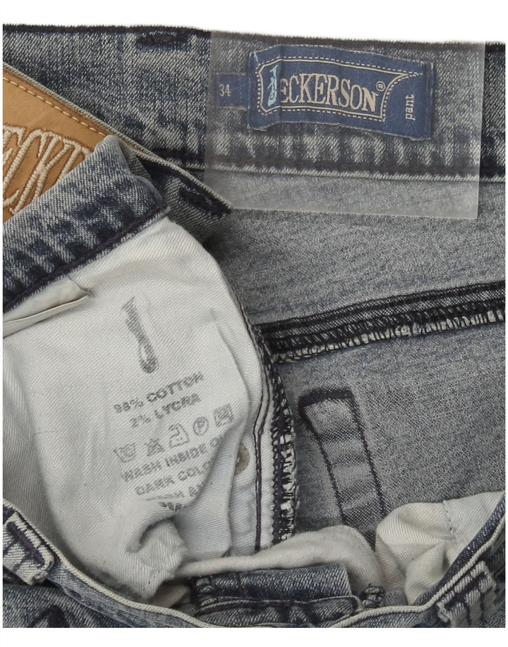 Jeckerson Mens Straight Jeans W34 L33 Blue Cotton