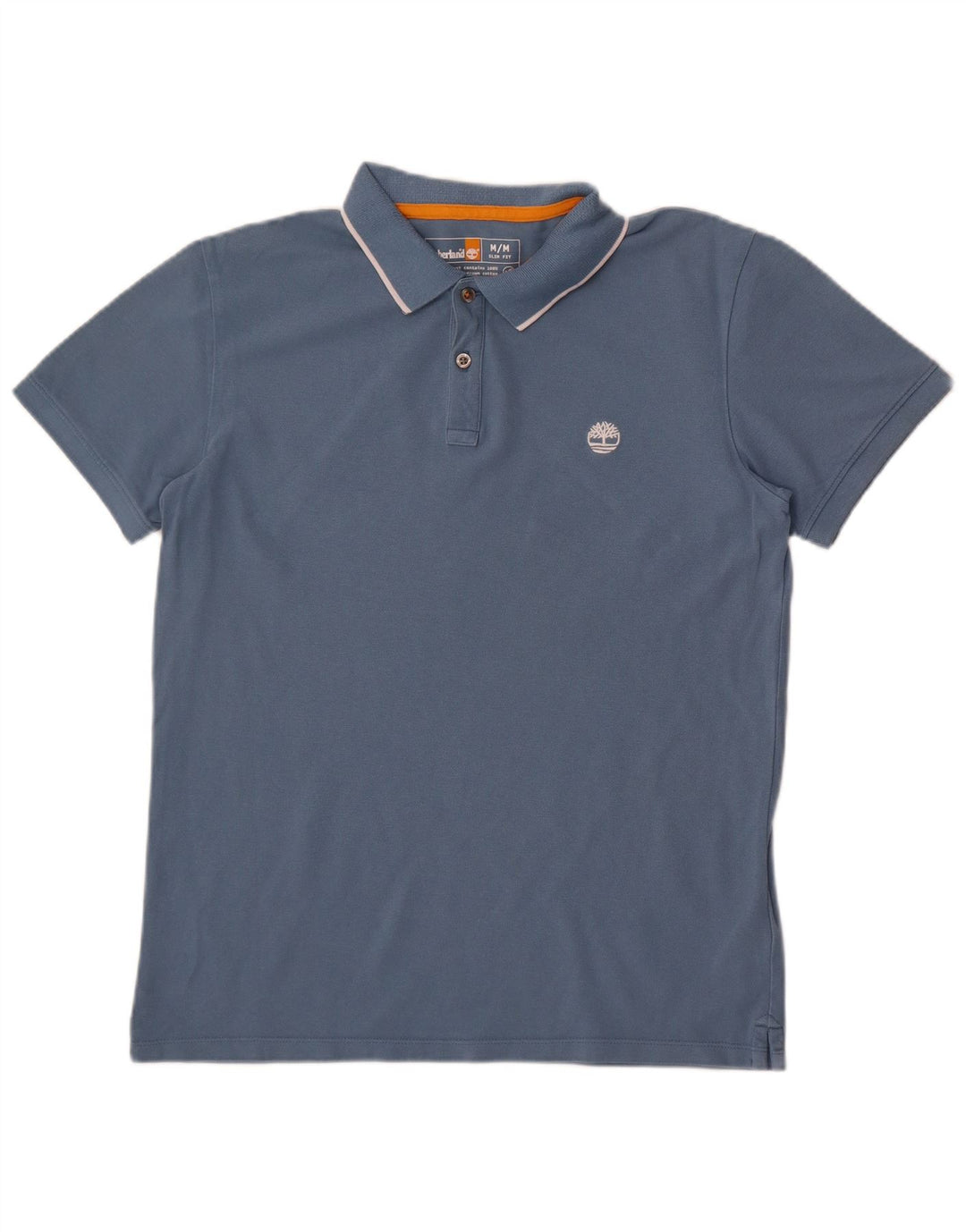 Timberland Mens Slim Fit Polo Shirt Medium Blue Cotton
