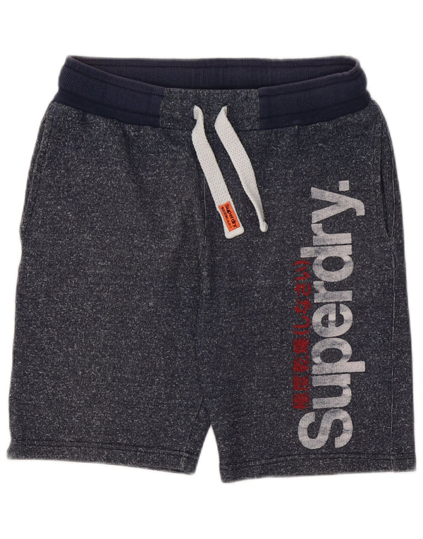 SUPERDRY Mens Graphic Sport Shorts Large  Navy Blue Flecked