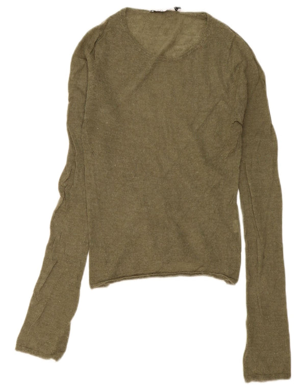 Zara Womens Boat Neck Jumper Sweater UK 12 Medium Khaki