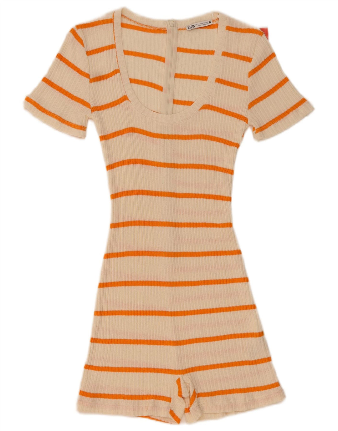 Zara Womens Playsuit UK 8 Small  White Striped