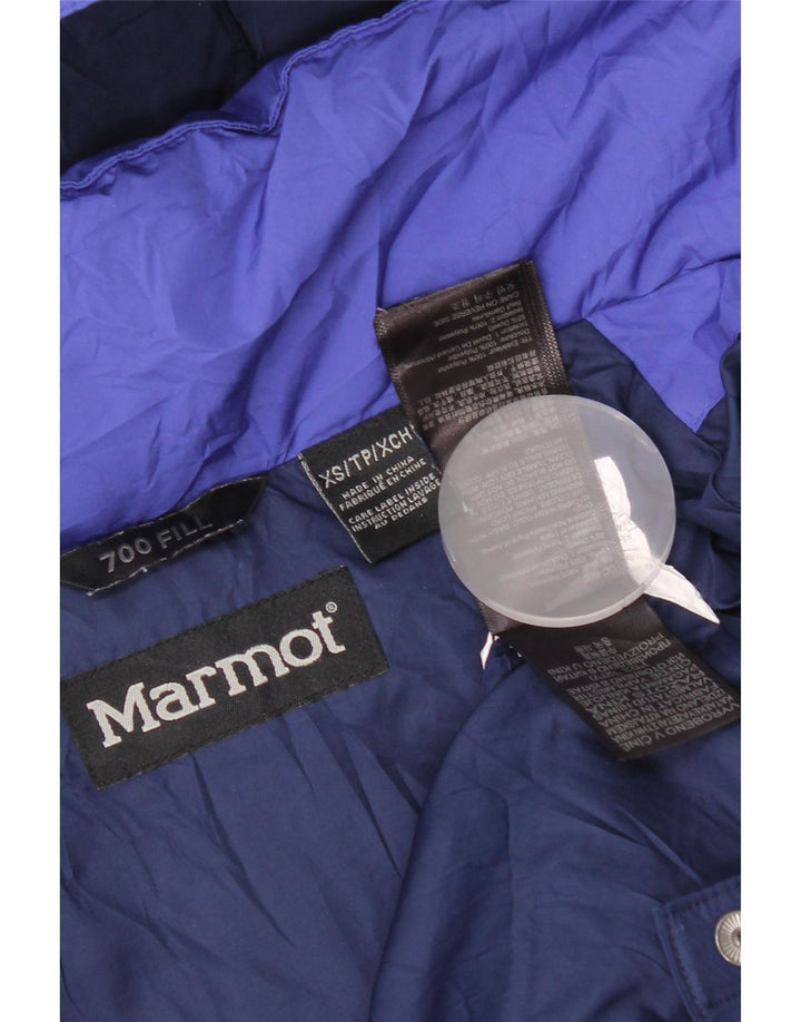 Marmot Womens 700 Fill Hooded Padded Jacket UK 6 XS Blue Polyester