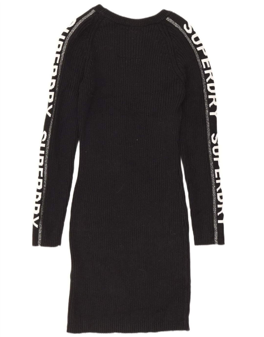 SUPERDRY Womens Graphic Jumper Dress UK 12 Medium Black Cotton