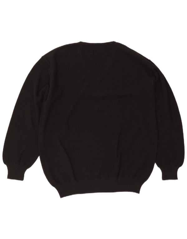 Il Granchio Mens V-Neck Jumper Sweater Large Black Wool