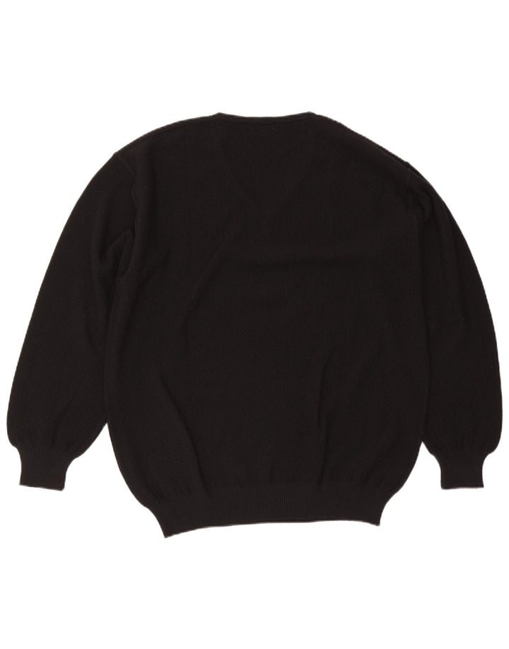 Il Granchio Mens V-Neck Jumper Sweater Large Black Wool