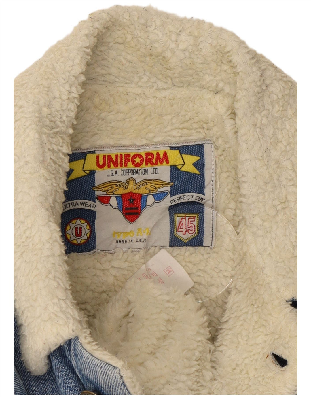 Uniform Mens Sherpa Loose Fit Denim Jacket UK 38 Medium Blue
