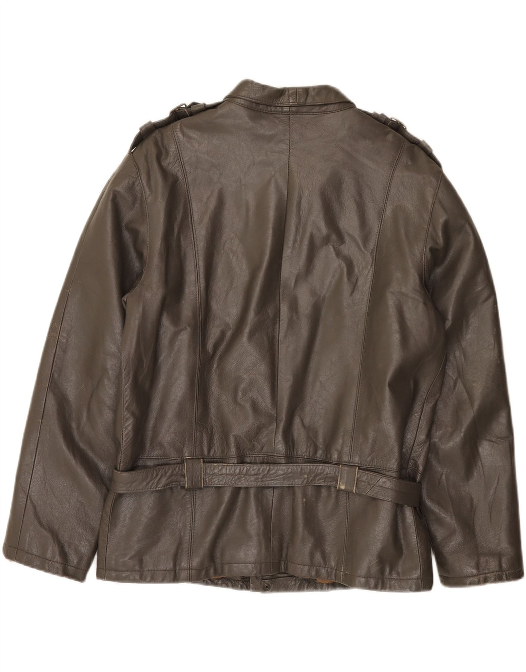 Vintage Mens Military Leather Jacket IT 52 XL Grey