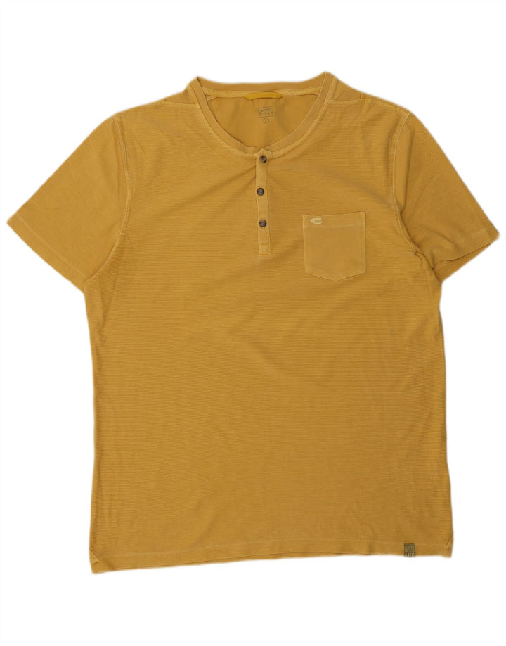 CAMEL ACTIVE Mens T-Shirt Top Large Yellow Cotton