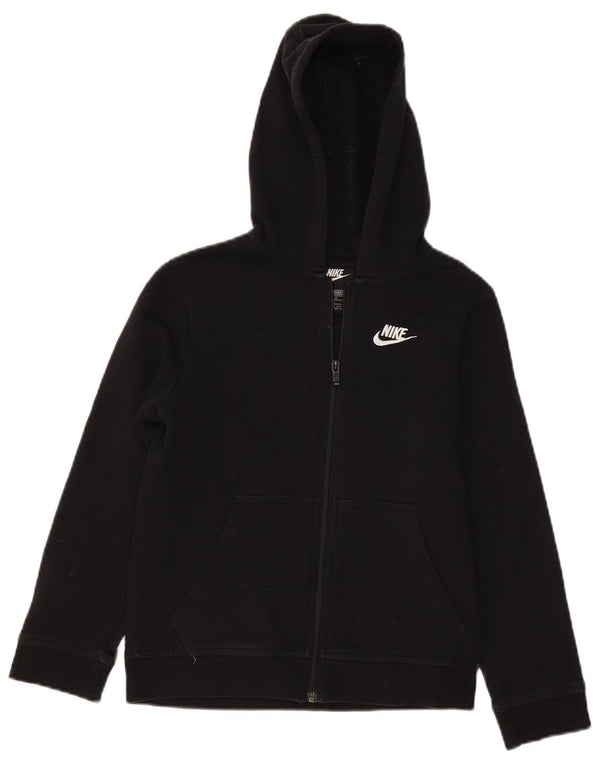 Nike Boys Standard Fit Zip Hoodie Sweater 10-11 Years Medium Black Cotton