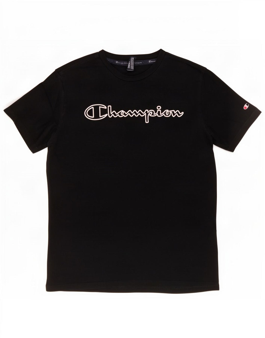 Champion Mens Graphic T-Shirt Top Medium Black Cotton