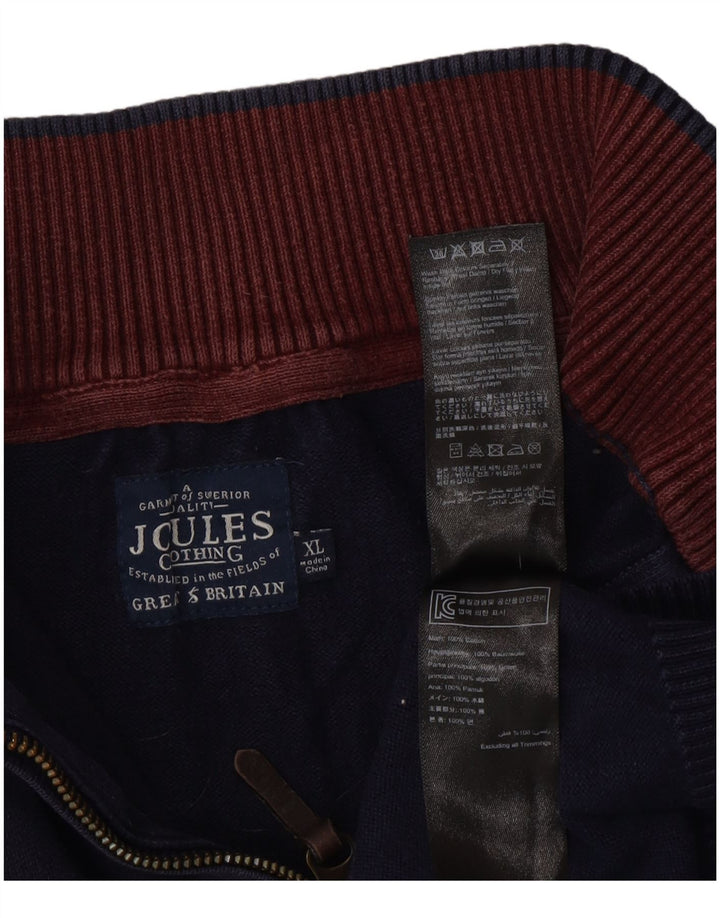 Joules Mens Zip Neck Jumper Sweater XL Navy Blue Cotton