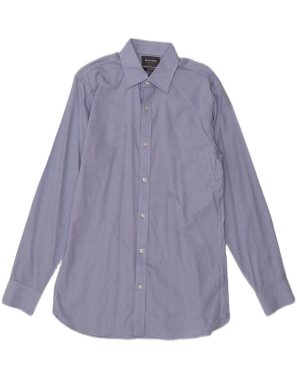BONOBOS Mens Tailored Slim Fit Shirt Size 16 Large Blue Cotton