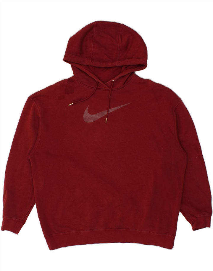 NIKE Womens Oversized Graphic Hoodie Jumper UK 14 Medium Red Cotton Vintage Nike and Second-Hand Nike from Messina Hembry 