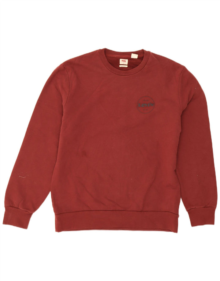 Levi's Mens Sweatshirt Jumper Medium Burgundy Cotton