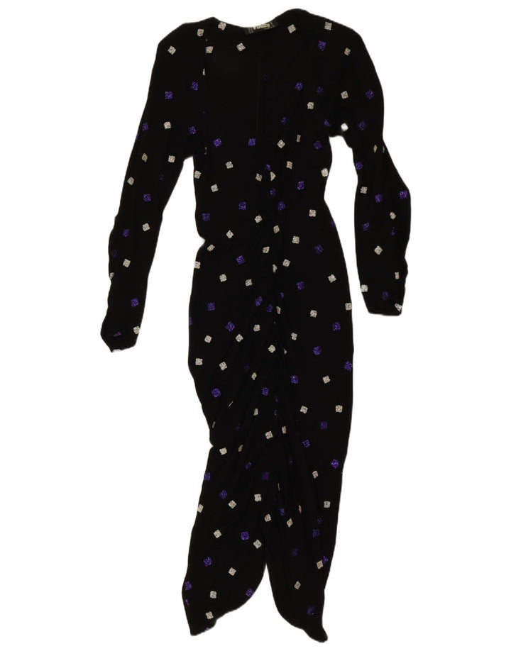 Funky Womens Long Sleeve Bodycon Dress UK 10 Small Black Geometric