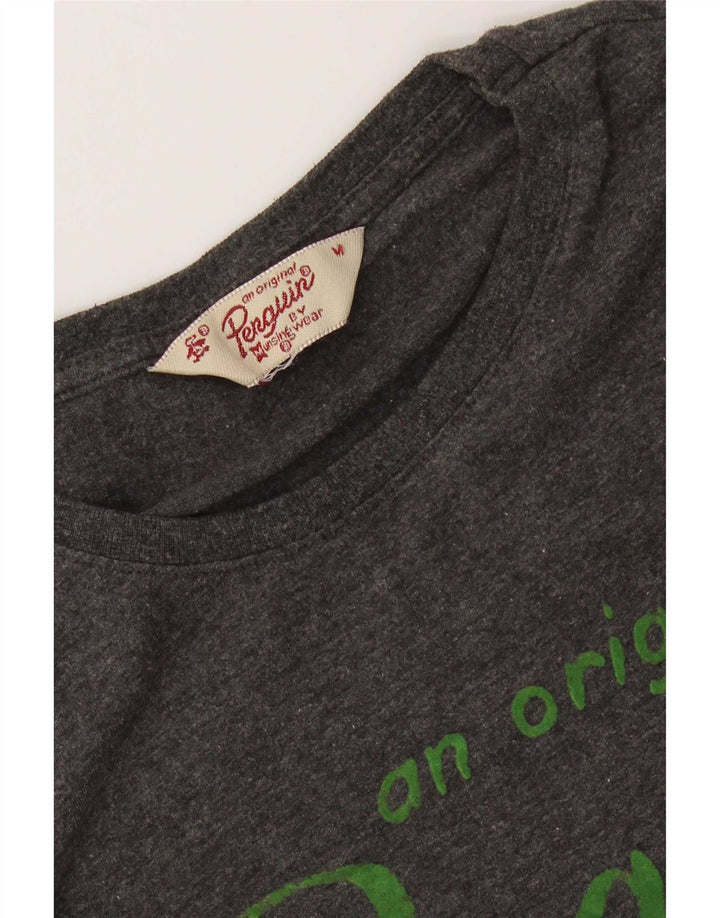 Penguin Mens Graphic T-Shirt Top Medium Grey