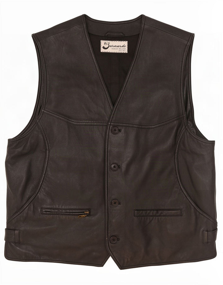 Barnardo Mens Leather Waistcoat Medium Black