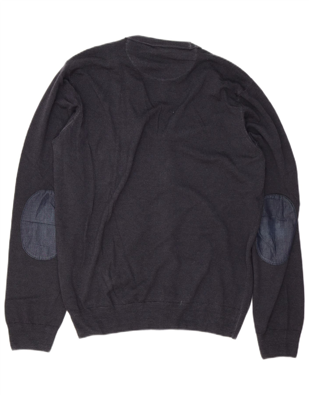 Trussardi Jeans Mens Cardigan Sweater Medium Navy Blue Wool