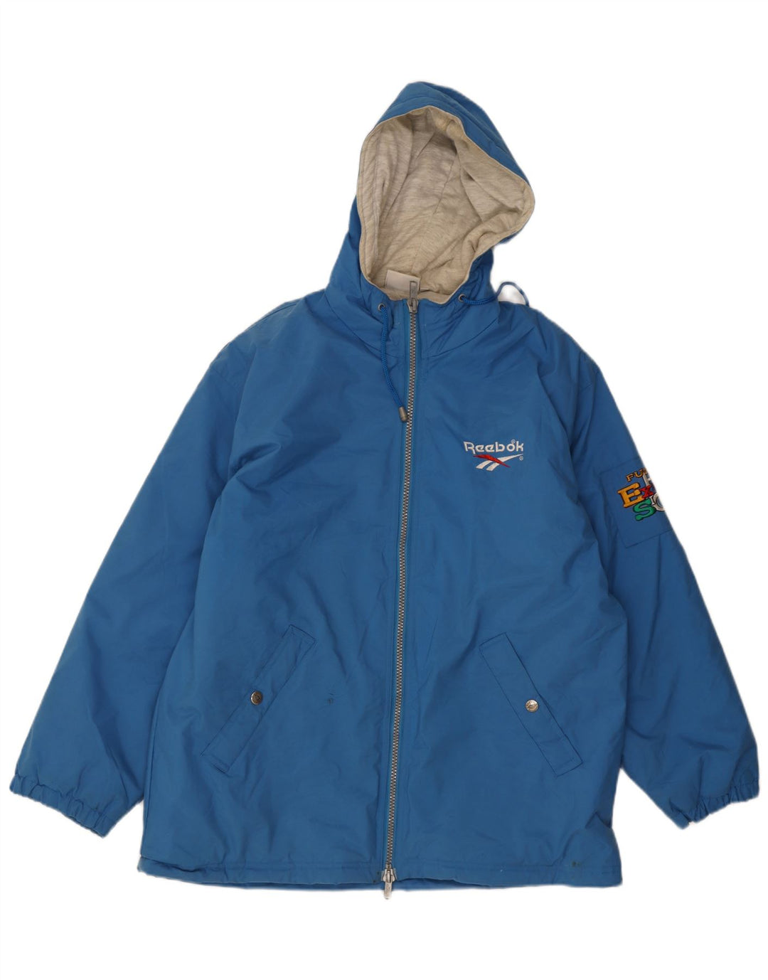 Reebok Mens Hooded Loose Fit Windbreaker Jacket UK 38 Medium Blue Polyamide