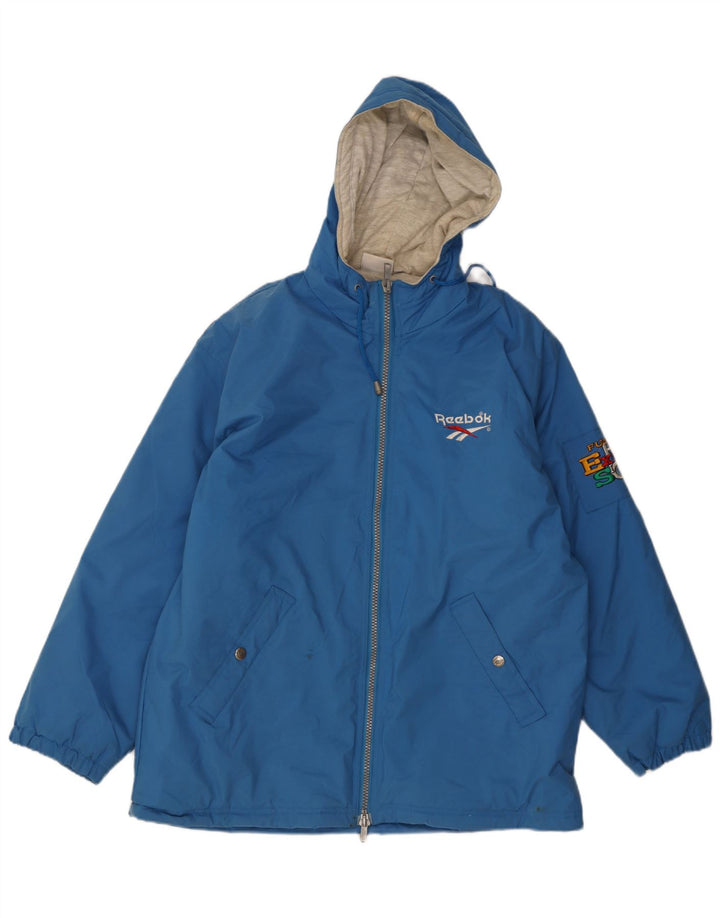Reebok Mens Hooded Loose Fit Windbreaker Jacket UK 38 Medium Blue Polyamide