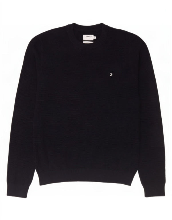 Farah Mens Modern Fit Crew Neck Jumper Sweater XL Navy Blue Cotton