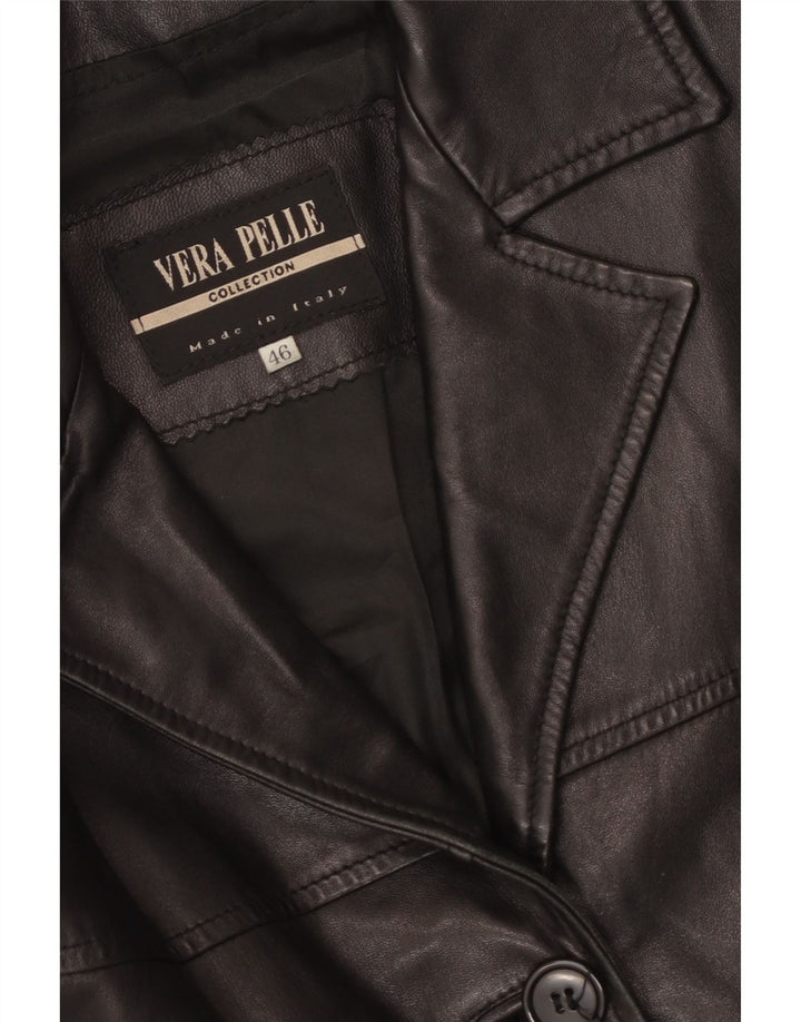 Vintage Womens Leather Jacket IT 46 Large Black Leather