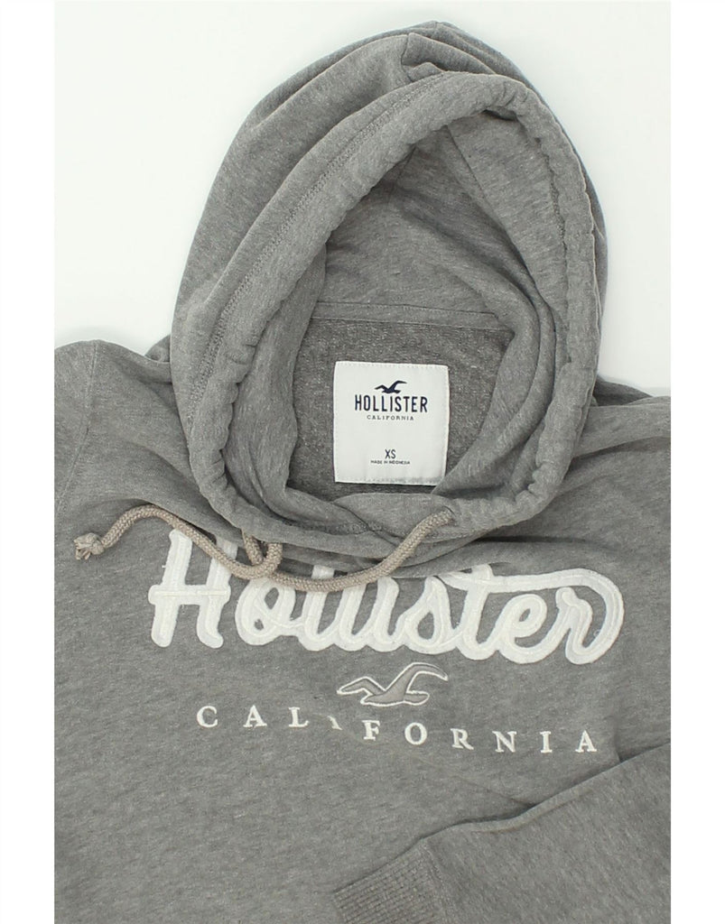 HOLLISTER Womens Loose Fit Graphic Hoodie Jumper UK 6 XS Grey Cotton | Vintage Hollister | Thrift | Second-Hand Hollister | Used Clothing | Messina Hembry 