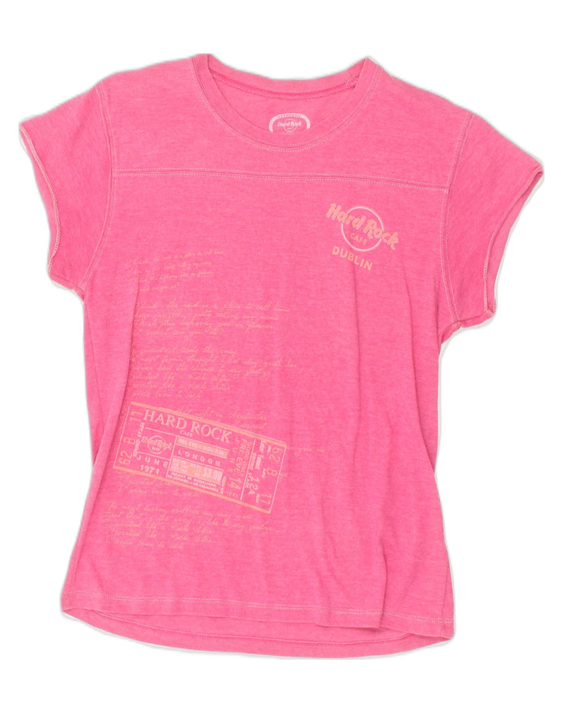 HARD ROCK CAFE Womens Dublin Graphic T-Shirt Top UK 14 Large Pink Cotton | Vintage Hard Rock Cafe | Thrift | Second-Hand Hard Rock Cafe | Used Clothing | Messina Hembry 