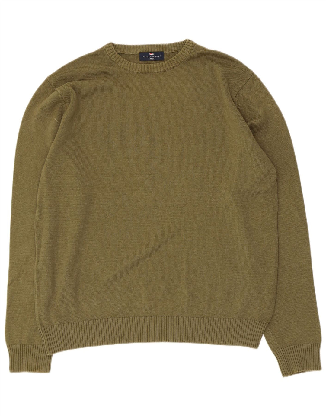 Marks & Spencer Mens Blue Harbour Crew Neck Jumper Sweater Medium Khaki