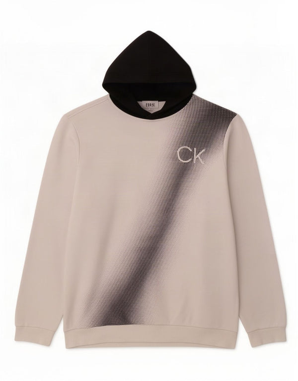 Calvin Klein Mens Graphic Hoodie Jumper Medium White Colourblock Cotton