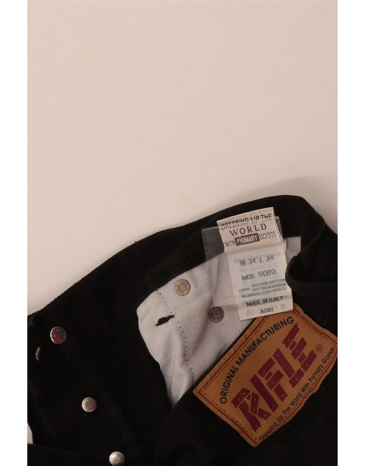 Rifle Mens Straight Jeans W34 L29 Black Cotton