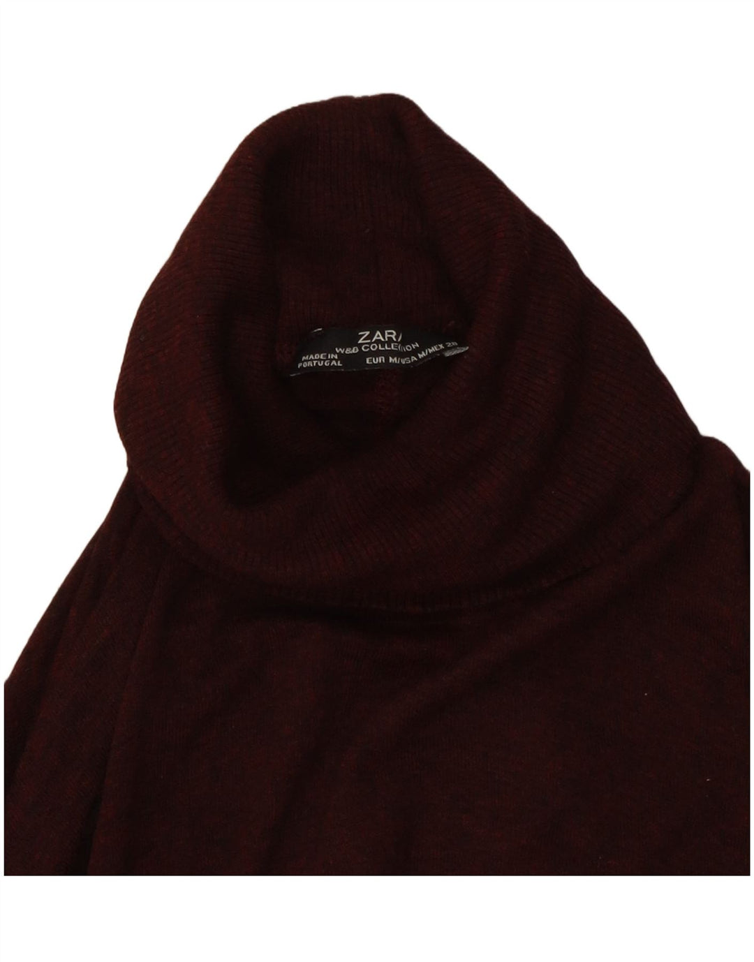 Zara Womens Roll Neck Jumper Sweater UK 14 Medium Burgundy Flecked