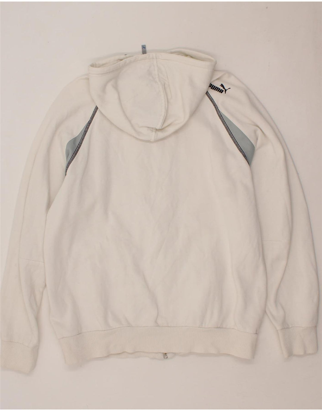 PUMA Mens Graphic Zip Hoodie Sweater Large Off White Colourblock Polyester Vintage Puma and Second-Hand Puma from Messina Hembry 