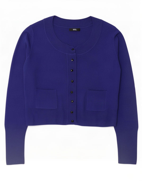 Marks & Spencer Womens Crop Cardigan Sweater UK 14 Large Purple Acrylic