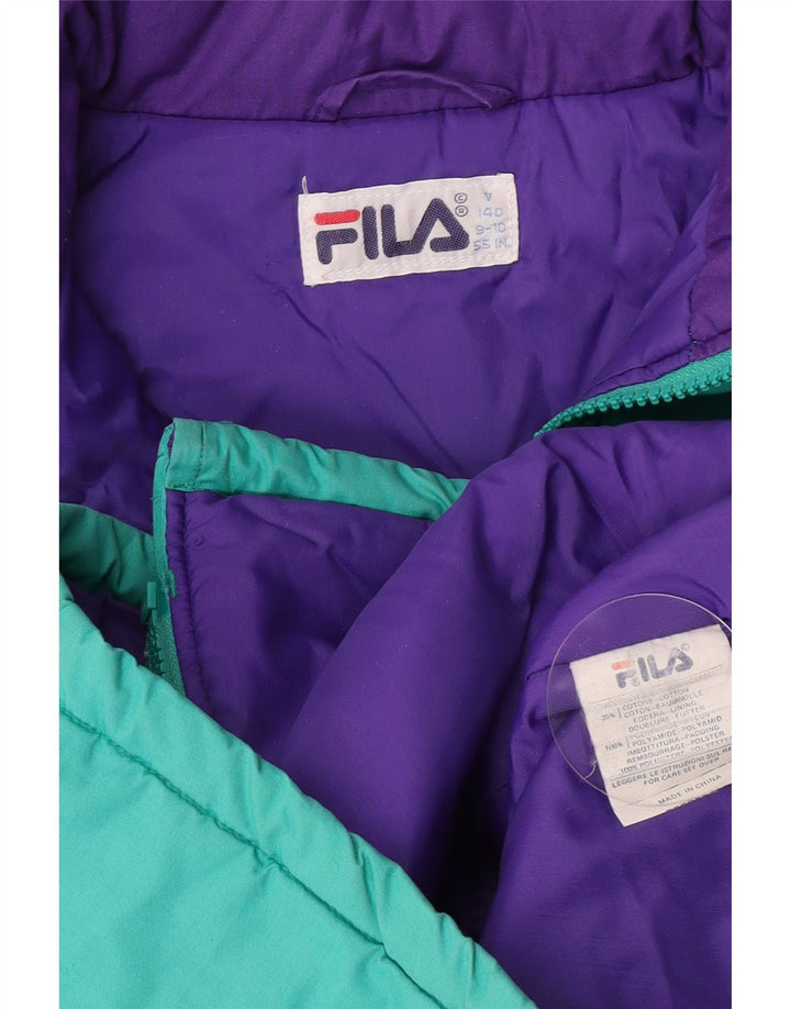 Fila Boys Graphic Hooded Padded Jacket 9-10 Years Green Colourblock