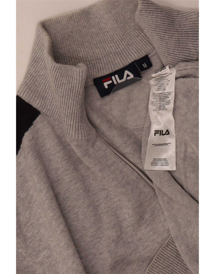 Fila Mens Zip Neck Jumper Sweater Medium Grey Colourblock Cotton