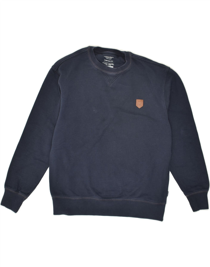 JACK & JONES Mens Graphic Sweatshirt Jumper Medium Navy Blue Cotton | Vintage Jack & Jones | Thrift | Second-Hand Jack & Jones | Used Clothing | Messina Hembry 