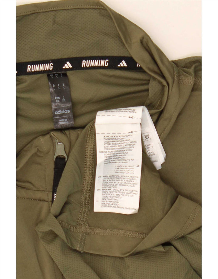 Adidas Mens Aeroready Zip Neck Pullover Tracksuit Top Large Khaki Polyester