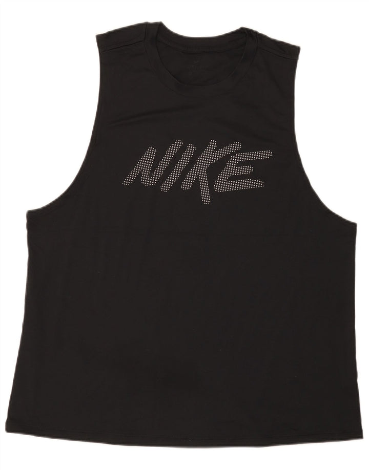 Nike Mens Dri Fit Graphic Vest Top Large Black Polyester