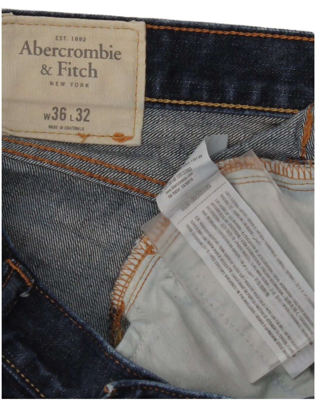 ABERCROMBIE & FITCH Mens Straight Jeans W36 L32 Navy Blue Cotton