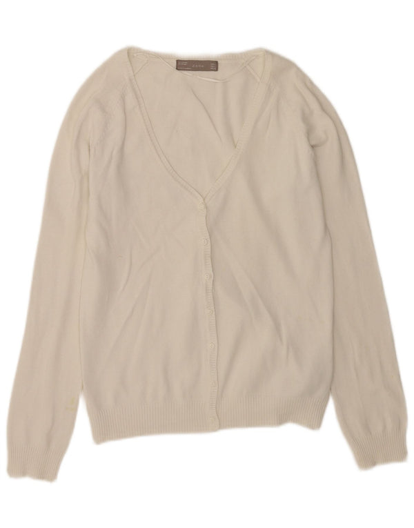 Zara Womens Cardigan Sweater UK 14 Large White Cotton