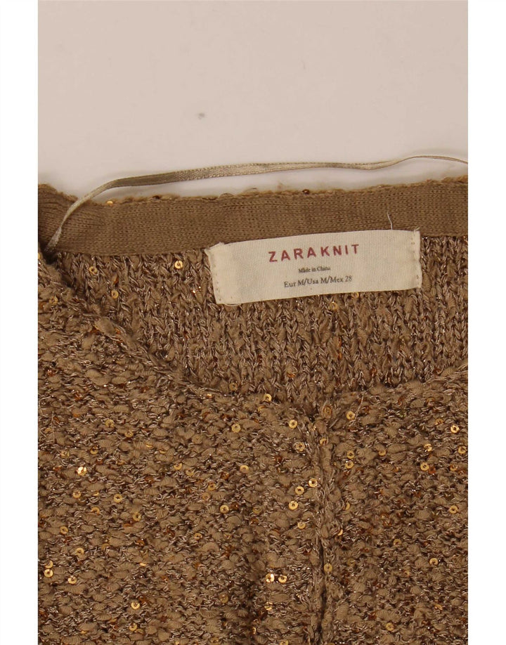 Zara Womens Cardigan Sweater UK 12 Medium Beige
