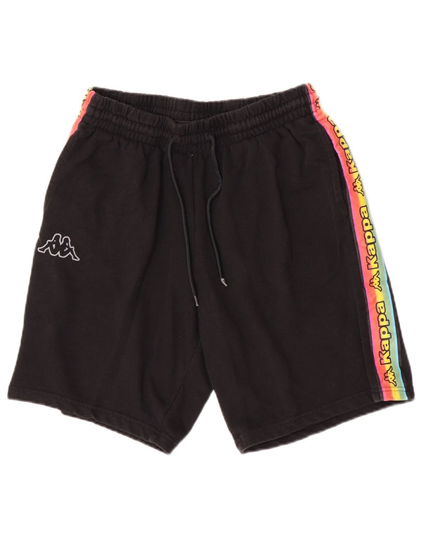 Kappa Mens Graphic Sport Shorts Large Black Colourblock Cotton