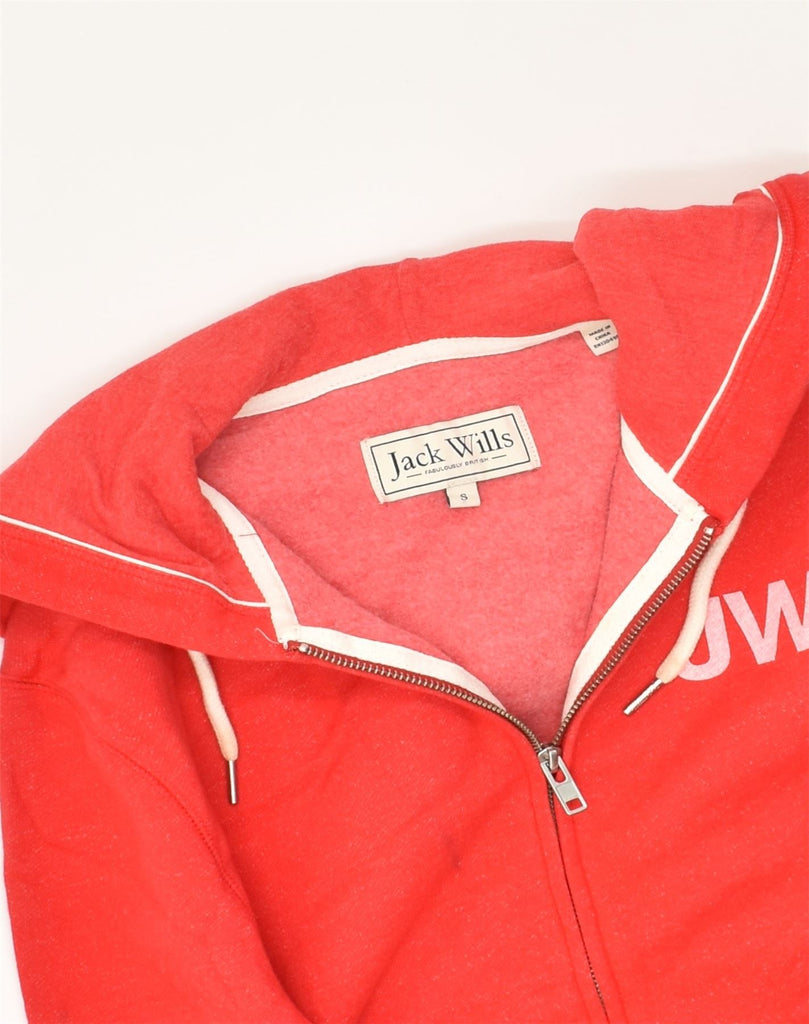 JACK WILLS Mens Graphic Zip Hoodie Sweater Small Red Cotton | Vintage Jack Wills | Thrift | Second-Hand Jack Wills | Used Clothing | Messina Hembry 