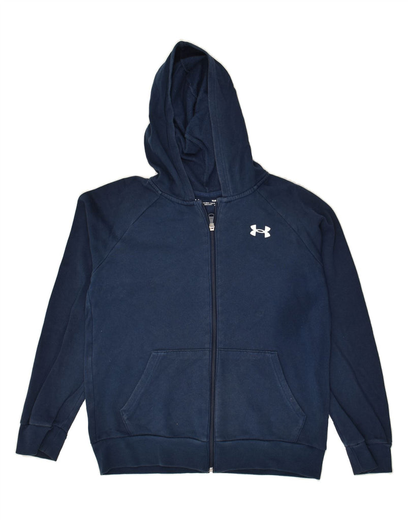 UNDER ARMOUR Boys Cold Gear Zip Hoodie Sweater 11-12 Years Large Navy Blue | Vintage Under Armour | Thrift | Second-Hand Under Armour | Used Clothing | Messina Hembry 