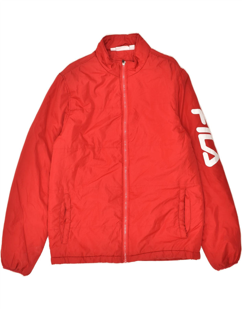 FILA Mens Graphic Padded Jacket UK 40 Large Red Polyester | Vintage Fila | Thrift | Second-Hand Fila | Used Clothing | Messina Hembry 